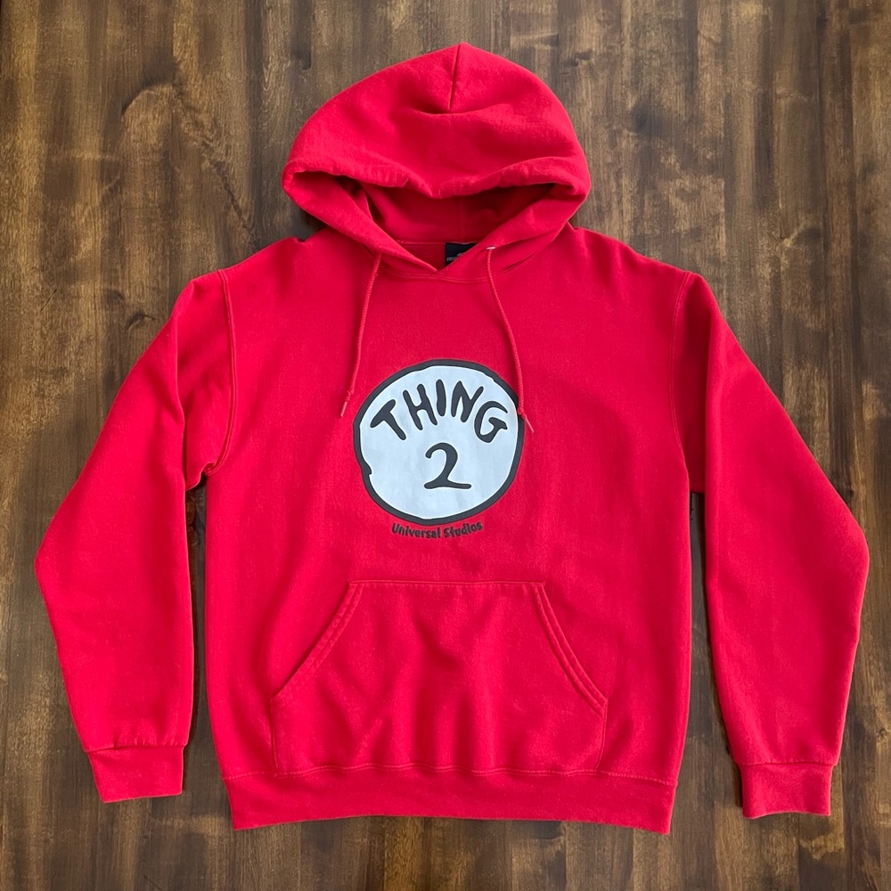 Universal Studios Thing 2 Unisex Drawstring Hoodie Sweatshirt Cat in the Hat - M